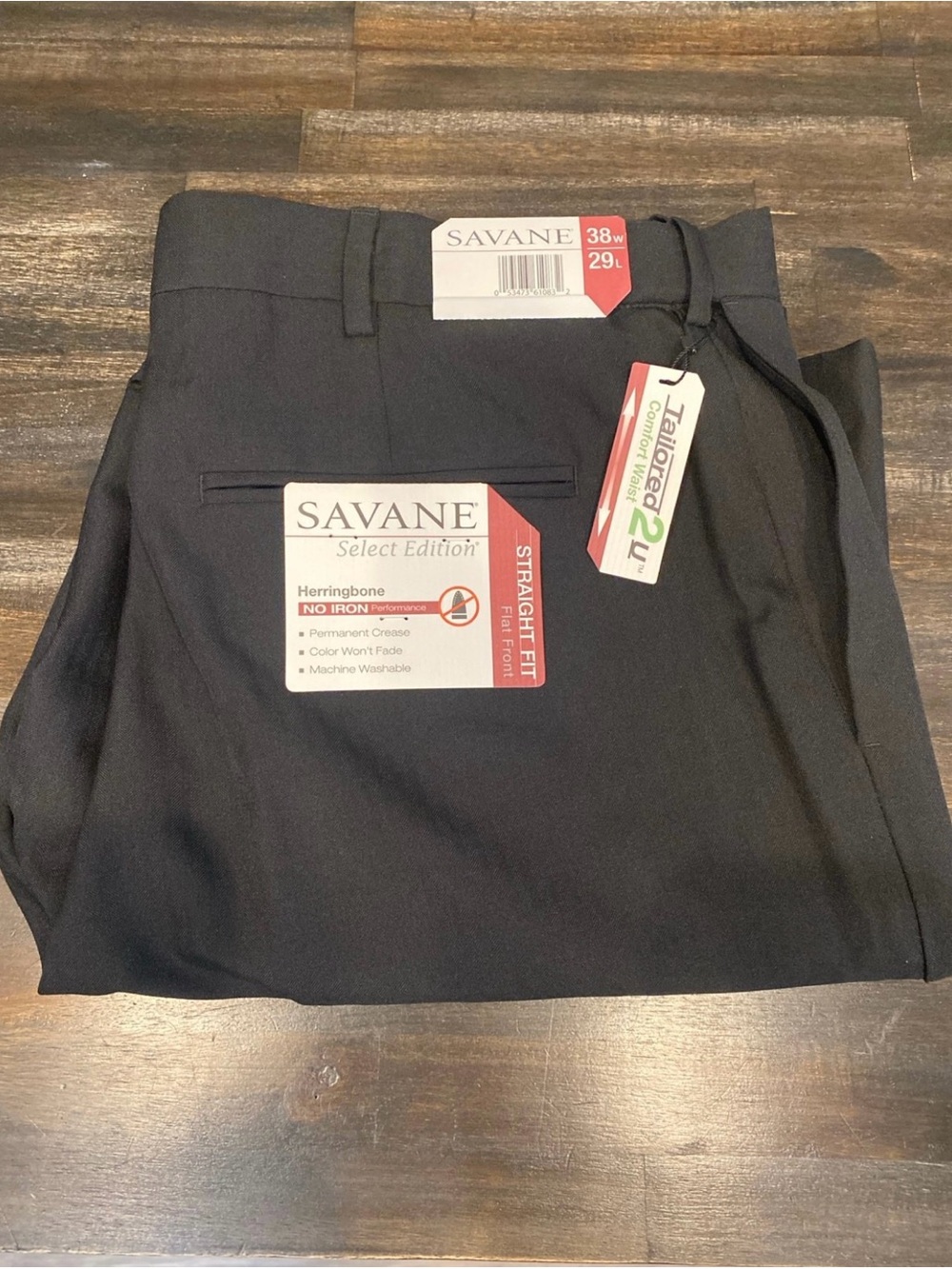 Savane Select Edition Black Herringbone Dress Pants 38W 29L NWT
